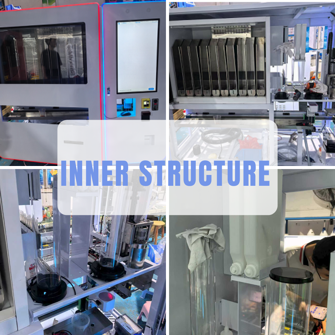 Inside structure of a YumBoxs smoothie vending machine for operation planning