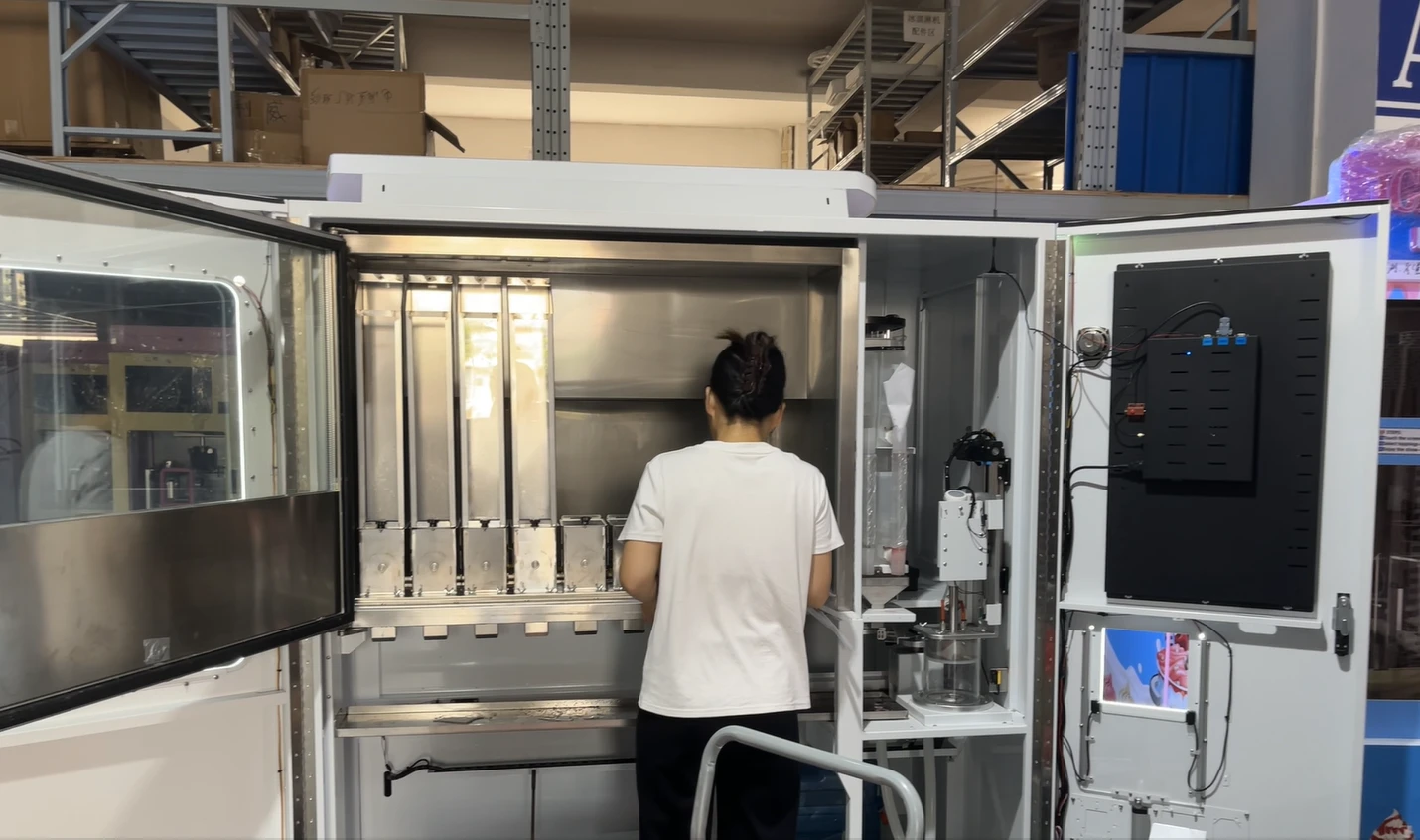 Photos of smoothie vending machine cleaning